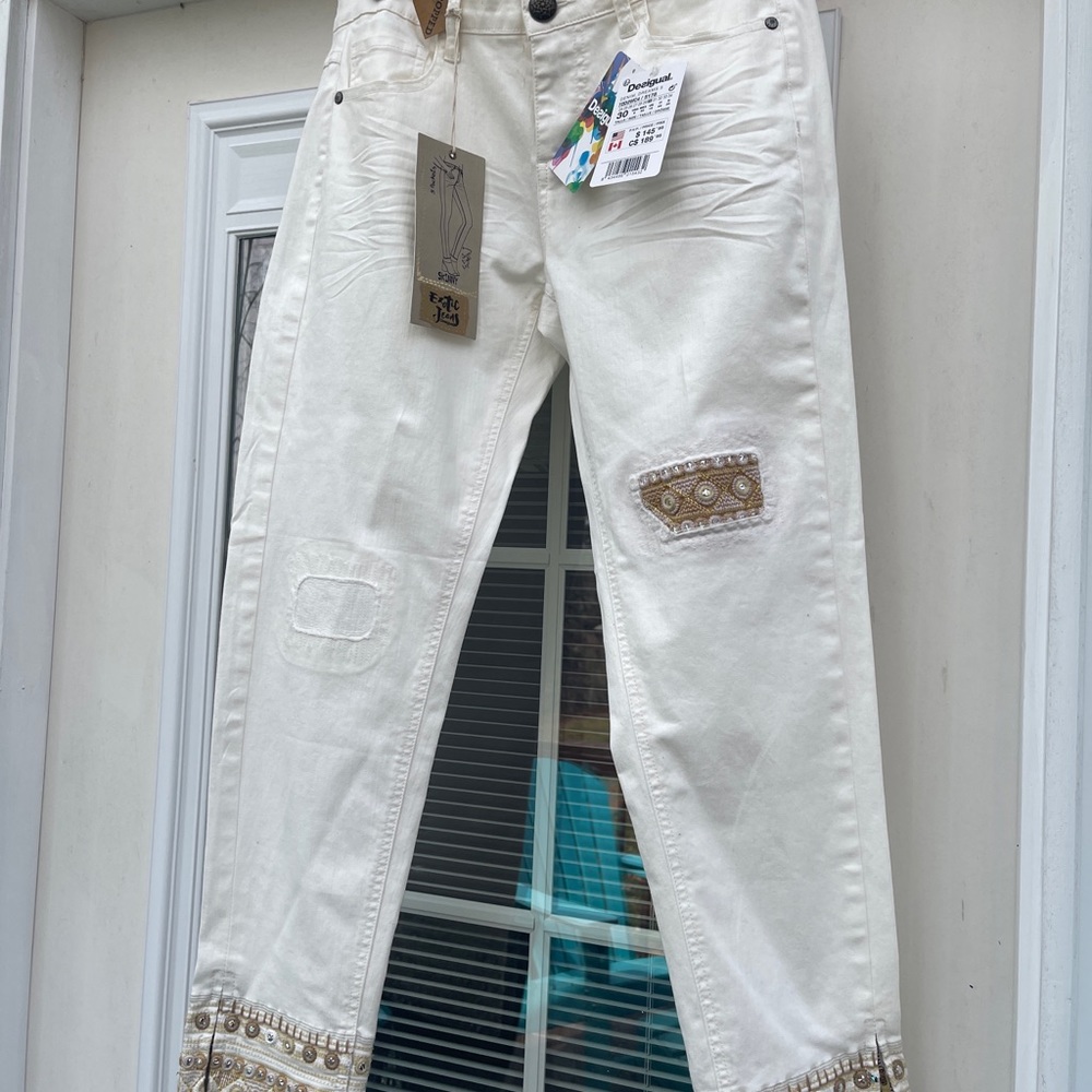 DESIGUAL SKINNY EXOTIC CROPPED JEANS NWT